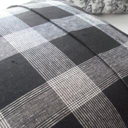 Decorative Designer Pillow Covers Linen Black/Off White Plaid & Waverly Rustic Toile - thumbnail 3
