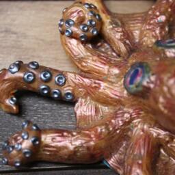 Sculpted Octopus Pendant With Black Cord - thumbnail 3