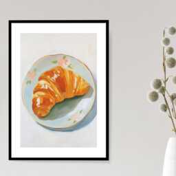 Delicate Croissant - Wall Print Abstract Neutral Kitchen Cafe Gift Idea Bespoke Poster A5 A4 A3 Framed Or Unframed - thumbnail 3