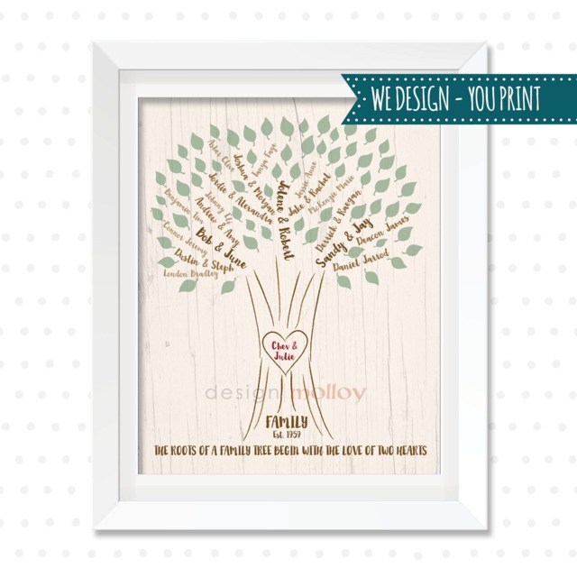 Digital Family Tree - Printable Tree, Gift For Grandparents, Custom Wall Art, Anniversary Gift, Mother's Day, Christmas - image 1