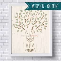 Digital Family Tree - Printable Tree, Gift For Grandparents, Custom Wall Art, Anniversary Gift, Mother's Day, Christmas - thumbnail 3