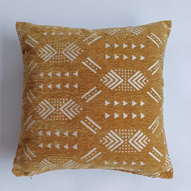 Moroccan Velvet Cushion Cover, Handmade Brocade Mustard Yellow Pillow Case, Decorative 20''x20''/50x50 cm - image 1