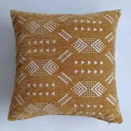 Moroccan Velvet Cushion Cover, Handmade Brocade Mustard Yellow Pillow Case, Decorative 20''x20''/50x50 cm - thumbnail 4