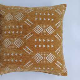 Moroccan Velvet Cushion Cover, Handmade Brocade Mustard Yellow Pillow Case, Decorative 20''x20''/50x50 cm - thumbnail 2