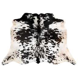 Black & White Cowhide Rug Large Hair-On Leather Accent - 42x43 Inches - thumbnail 1