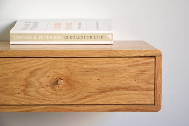Retro Oak Floating Nightstand With Drawer - Select Size Single Or Double - image 1
