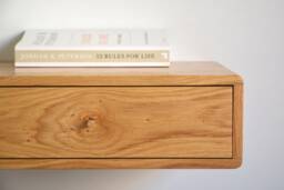 Retro Oak Floating Nightstand With Drawer - Select Size Single Or Double - thumbnail 1