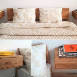 Retro Oak Floating Nightstand With Drawer - Select Size Single Or Double - thumbnail 3