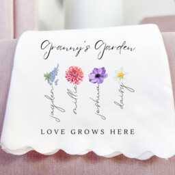 Personalised Blanket, Mothers Day Gift, Birth Flower, Throw Gifts For Her, Gift Mum, Nanny Gifts, Gifts Grandma, Gift Mom - thumbnail 1
