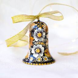 Ukrainian Christmas Bell Ornament - Hand-Painted Wooden Tree Decoration, Personalized With Petrykivka Art - thumbnail 3