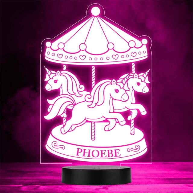 Kids Baby Unicorn Fair Carousel Horses Gift Colour Change Night Light - image 1