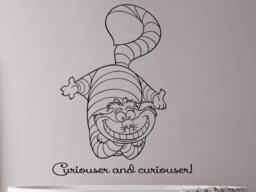 Cheshire Cat Wall Decals Quote - Curiouser & Alice in Wonderland Vinyl Sticker Baby Room Nursery Decor Ms523