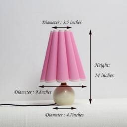 Duzy Handmade Scallop Shape Pink Fabric & Ceramic Base Table Lamp-20#, 110-240V/50-60Hz - thumbnail 2