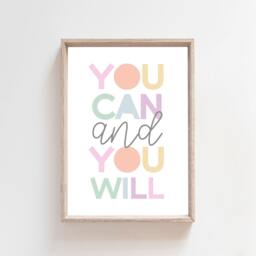 You Can Prints, Motivational Posters, Girls Wall Art, Pastel Colours, Bedroom Affirmation, Playroom Inspirational - thumbnail 1