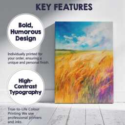Golden Wheat Field Under Bright Blue Summer Sky Abstract Landscape Canvas Wall Art Print Decor Picture Ready To Hang - thumbnail 2