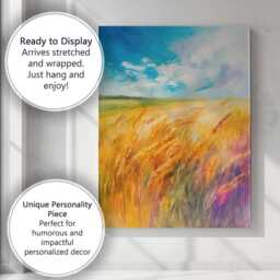 Golden Wheat Field Under Bright Blue Summer Sky Abstract Landscape Canvas Wall Art Print Decor Picture Ready To Hang - thumbnail 3