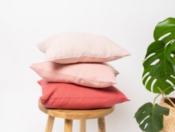 Pink Linen Cushion Covers, Pure Stone Washed & Softened Cushions 45cm X - 18 - thumbnail 1