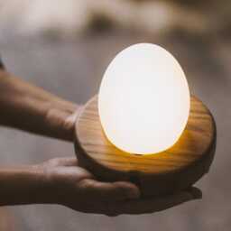 "Handmade Wooden ""Egg Lamp" - thumbnail 4