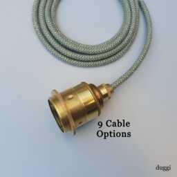 Plug in Pendant Light - Brass Hanging Fabric Cable Cord & Vintage Style E27 Threaded Lamp Holder Unique Reading, Ambient Mood Lighting - thumbnail 1