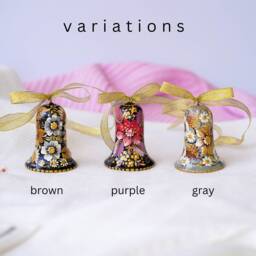 Ukrainian Christmas Bell Ornament, Hand-Painted Wooden Tree Decoration, Pink & Purple Flower Ornament Personalized - thumbnail 2