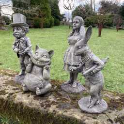 Set Of 4 Resin Alice in Wonderland Figure Ornaments - Alice, Mad Hatter, White Rabbit & Cheshire Cat - thumbnail 4