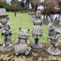 Set Of 4 Resin Alice in Wonderland Figure Ornaments - Alice, Mad Hatter, White Rabbit & Cheshire Cat - thumbnail 2