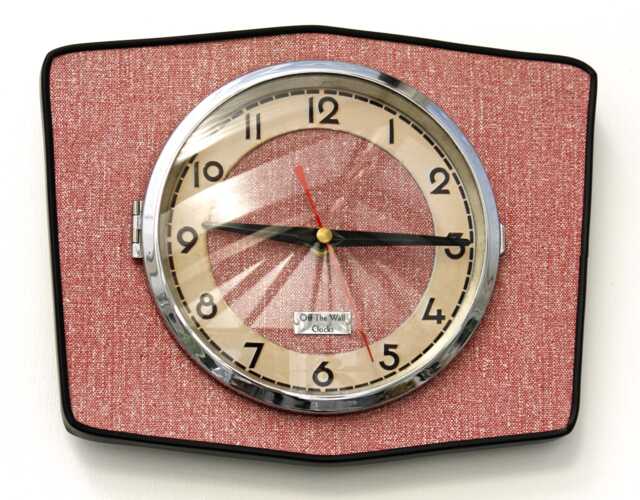Retro Red Wall Clock - New 25cm Handmade Formica Mid Century Style Vintage French Gift Off The Clocks - image 1