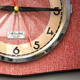 Retro Red Wall Clock - New 25cm Handmade Formica Mid Century Style Vintage French Gift Off The Clocks - thumbnail 4