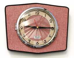 Retro Red Wall Clock - New 25cm Handmade Formica Mid Century Style Vintage French Gift Off The Clocks