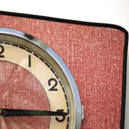 Retro Red Wall Clock - New 25cm Handmade Formica Mid Century Style Vintage French Gift Off The Clocks - thumbnail 3