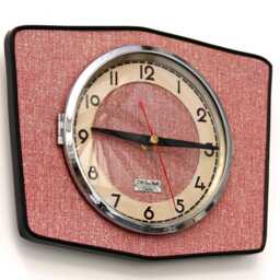 Retro Red Wall Clock - New 25cm Handmade Formica Mid Century Style Vintage French Gift Off The Clocks - thumbnail 2