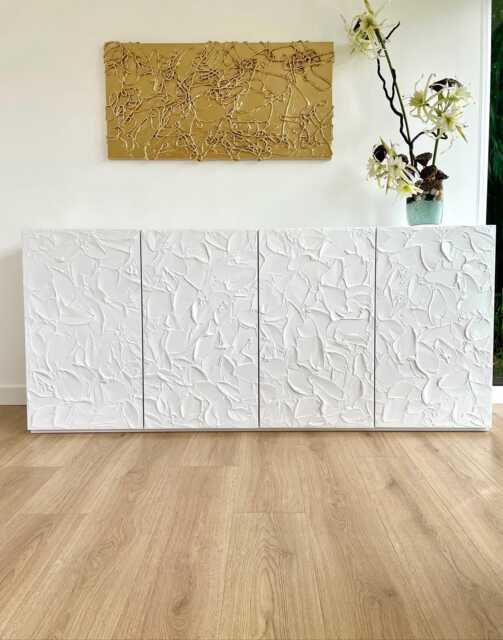 Custom White Oak Sideboard Handmade Textured Gloss Finish - image 1
