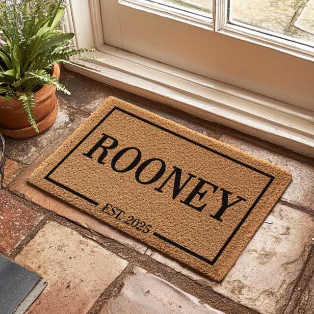 Custom Last Name Personalized Gift - Cute Family Surname Wedding Door Mat Doormat Est Date - image 1