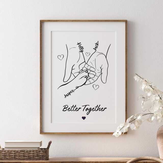 Personalised Family Line Art, Custom Dog Paw Drawing, Minimalist Pet Wall Art - image 1