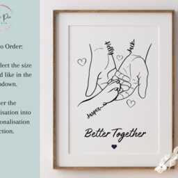 Personalised Family Line Art, Custom Dog Paw Drawing, Minimalist Pet Wall Art - thumbnail 3