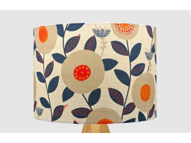 Orange Flower Black Leaf Lampshade, Table Floor Lamp/Ceiling Pendant Small Medium Large 15cm 20cm 25cm 30cm 35cm 40cm Drum Light Shade - image 1