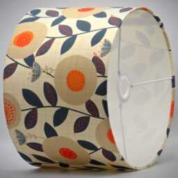 Orange Flower Black Leaf Lampshade, Table Floor Lamp/Ceiling Pendant Small Medium Large 15cm 20cm 25cm 30cm 35cm 40cm Drum Light Shade - thumbnail 3