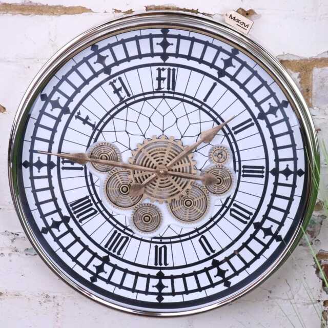 Large Wall Cog Clock Modern Roman Numeral Face - image 1