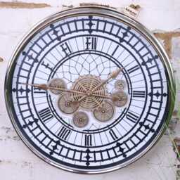 Large Wall Cog Clock Modern Roman Numeral Face - thumbnail 1