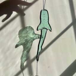 Gifts - Stained Glass Whale Shark Suncatcher Turquoise Ocean Decor Spring Mothers Day - thumbnail 4