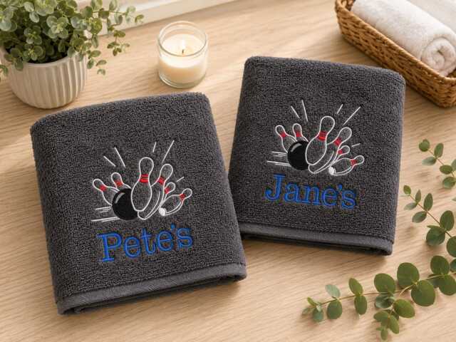 Embroidered Bowling Towel, Custom Name Gift - image 1