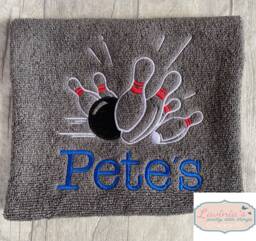 Personalised Ten Pin Bowling Towel, Embroidered Custom Name Design Name, Gifts - thumbnail 1