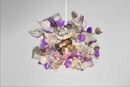 Unique Pendant Light With Flowers & Leaves At Purple, Gray Clear Color