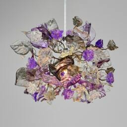 Unique Pendant Light With Flowers & Leaves At Purple, Gray Clear Color - thumbnail 2