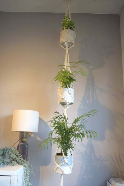 3 Level Plant Hanger Indoor, Large Hanging Planter, Tiered Wall Macrame Hanging, Bead Flower Pot Holder - image 1