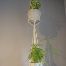 3 Level Plant Hanger Indoor, Large Hanging Planter, Tiered Wall Macrame Hanging, Bead Flower Pot Holder - thumbnail 3
