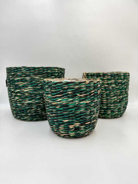 Jungle Green Xl Woven Plant Pot, Viviana, Multiple Sizes, D23cm-D30cm - image 1