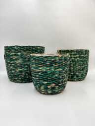 Jungle Green Xl Woven Plant Pot, Viviana, Multiple Sizes, D23cm-D30cm