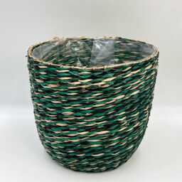 Jungle Green Xl Woven Plant Pot, Viviana, Multiple Sizes, D23cm-D30cm - thumbnail 4