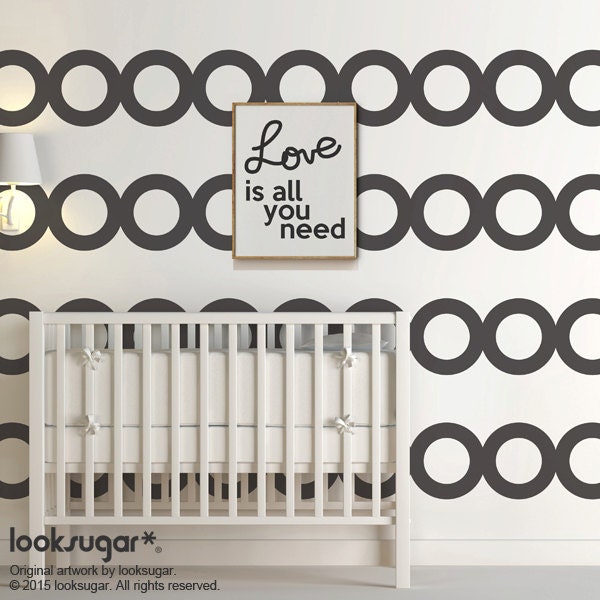 Circles Wall Stripes Decal With Wallpaper Effect. Stripe For Home Or Office. Baby Nursery - Ap0041Tr - image 1